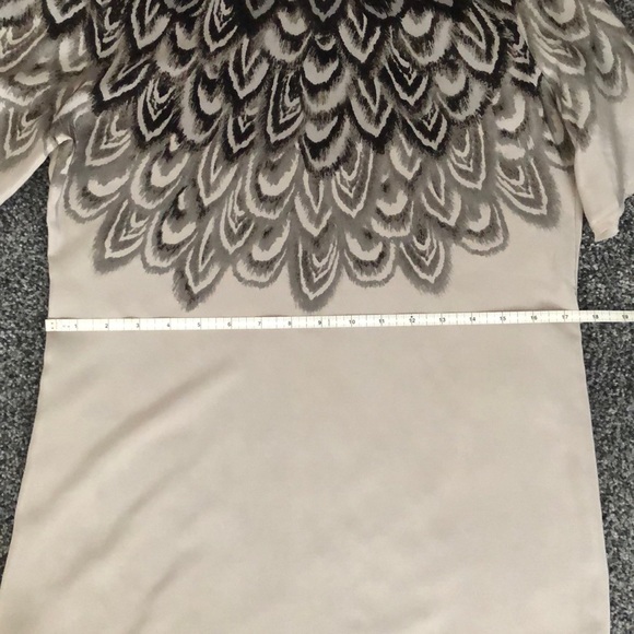 BCBG Silk Midi Shift Dress - Feather Print - Picture 9 of 12